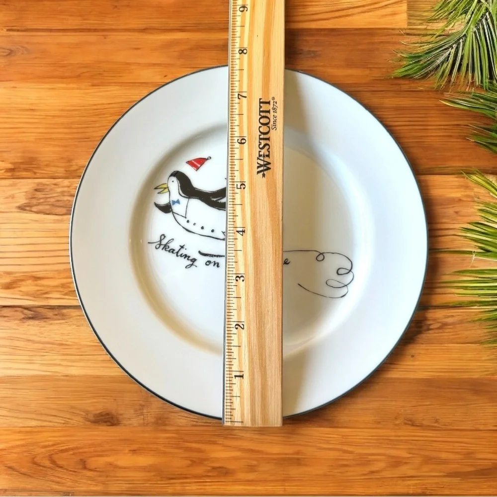 Pottery Barn Penguins Plate - “Skating on Thin Ice” - 7.5” - Made in Japan